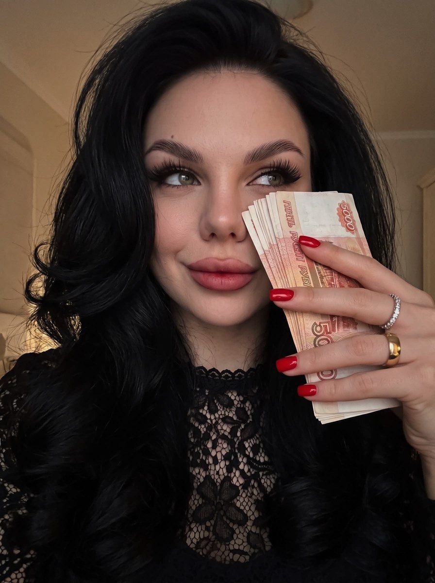 Low-Angle Selfie with a Five-Thousand-Ruble Banknote