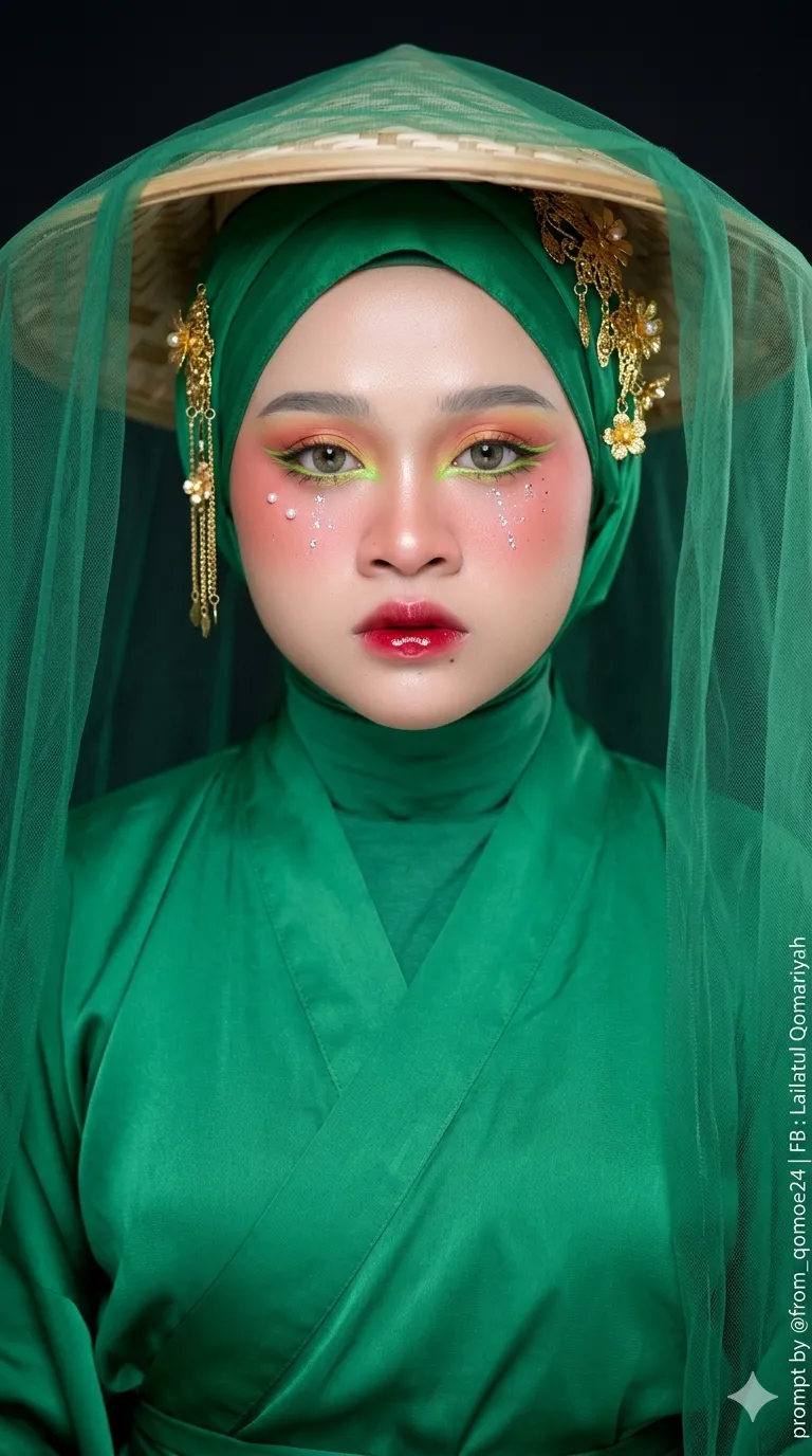 Emerald Hanfu Portrait with Artistic Glam Makeup output 2