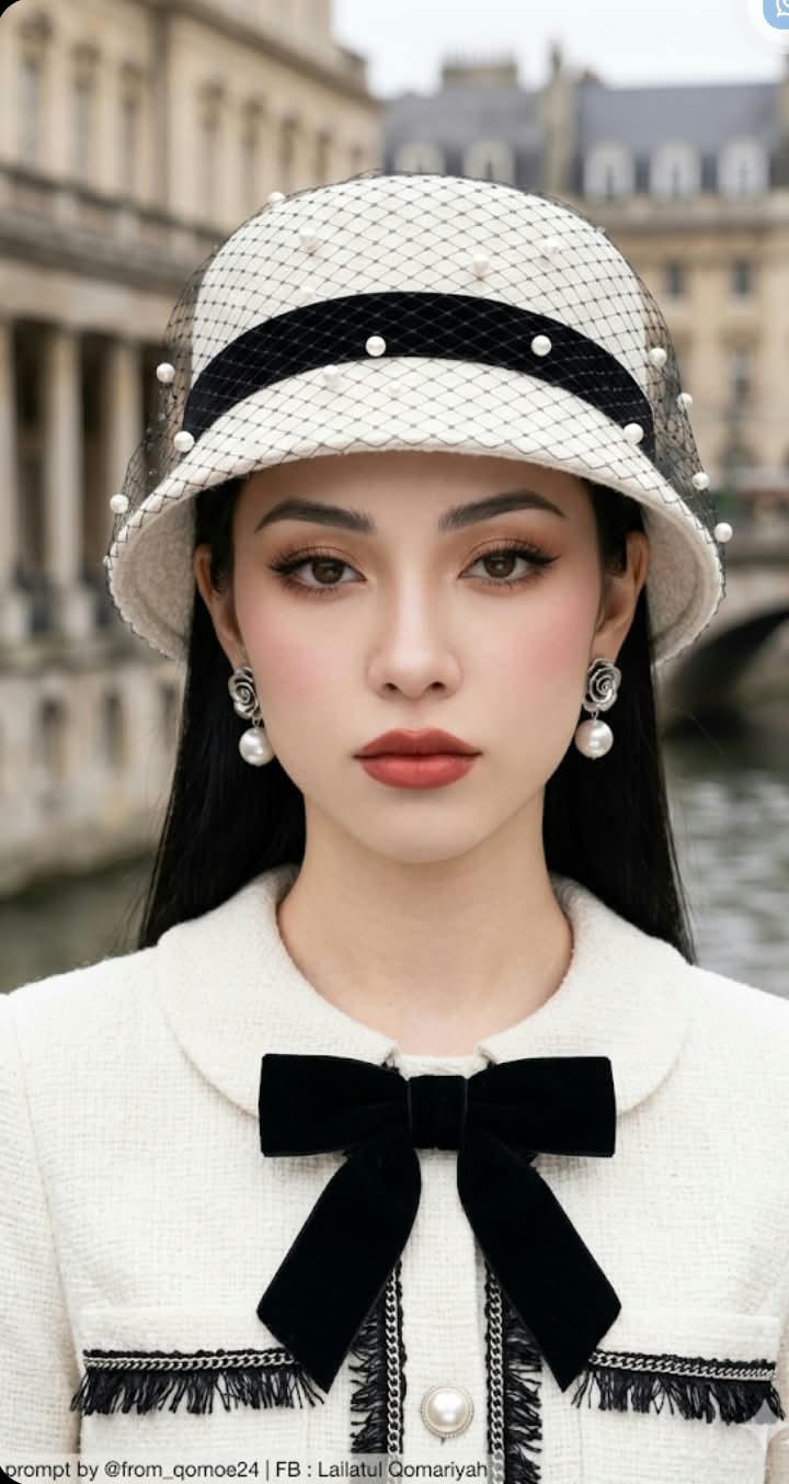 Ivory Tweed and Pearl-Veil Fashion Portrait