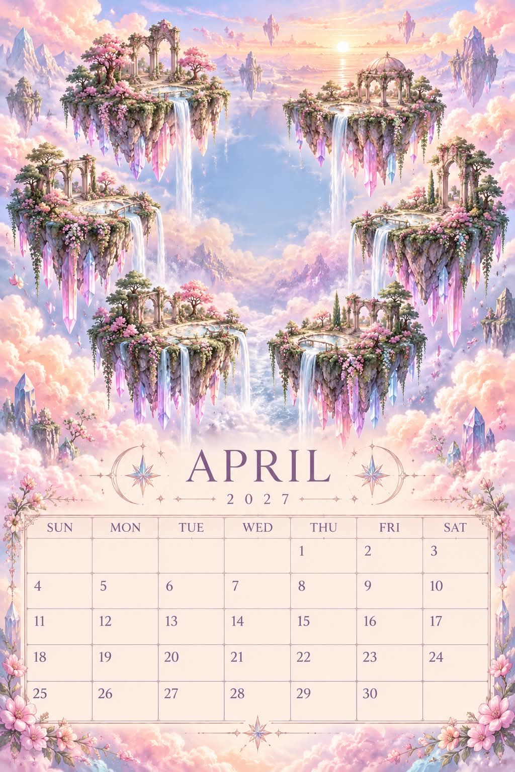 Floating Crystal Islands Fantasy Calendar Page output 2