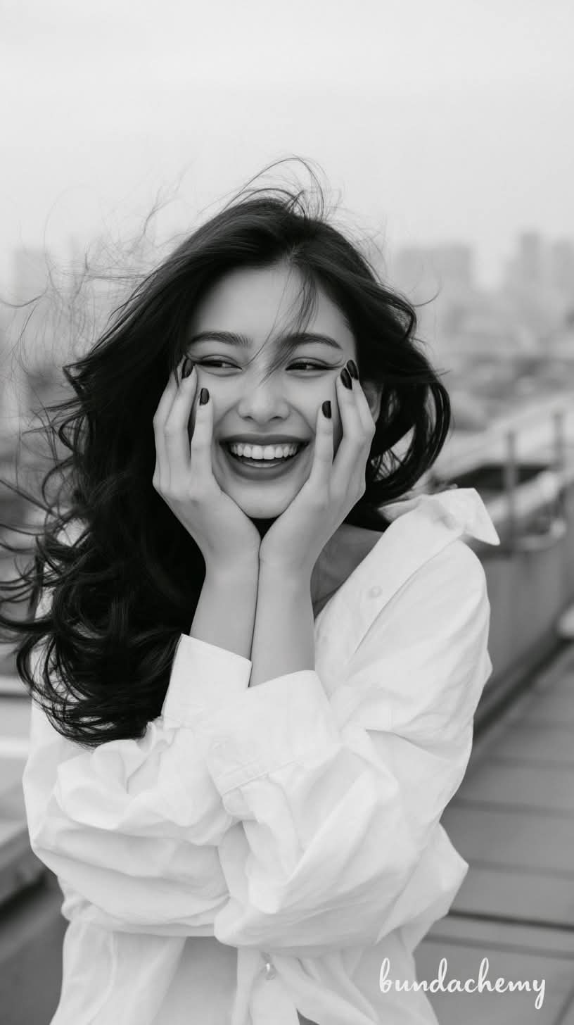 Black-and-White Rooftop Editorial Portrait output 2