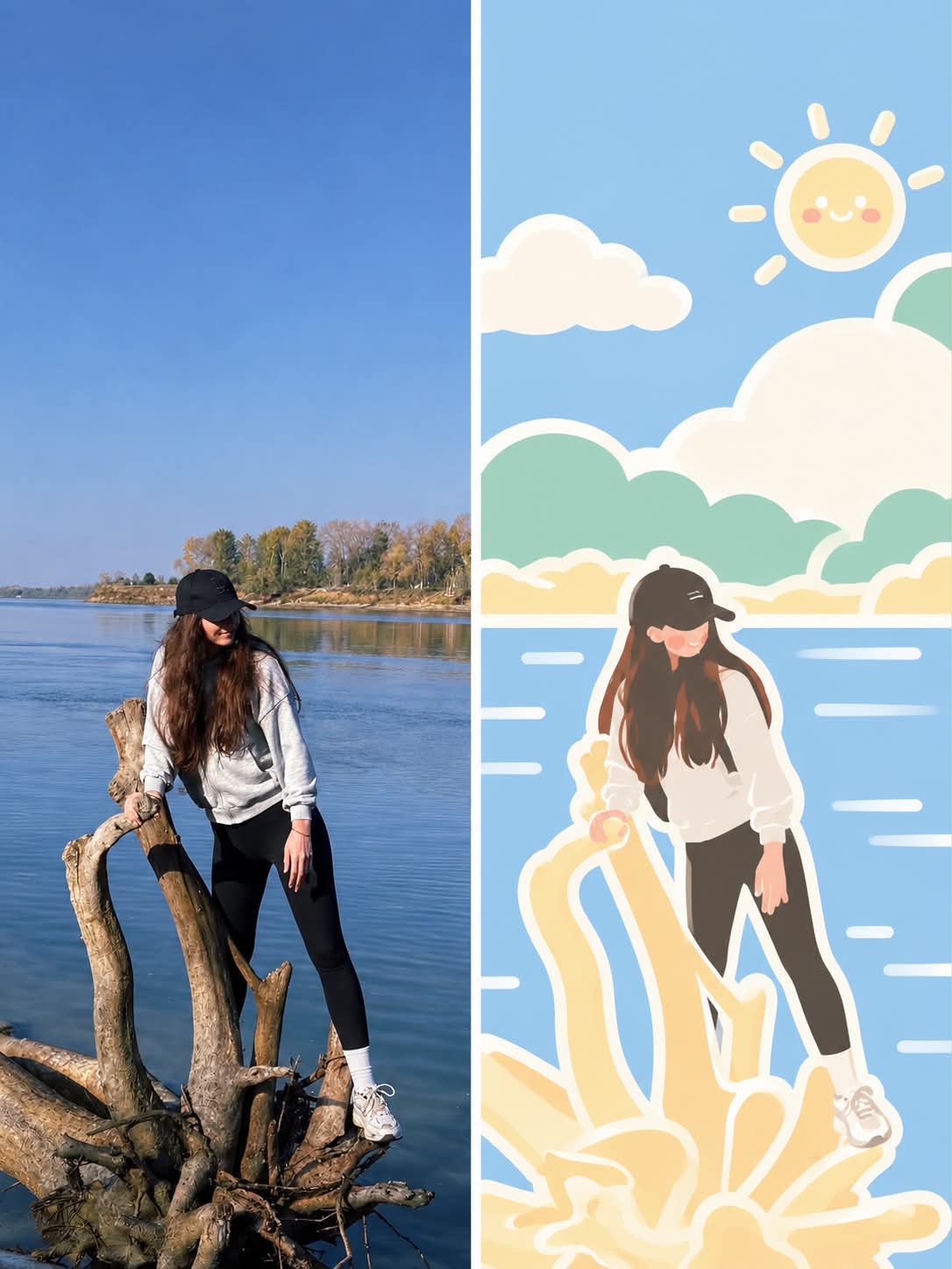 Photo and Rounded Color-Block Illustration