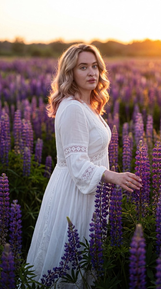 Cinematic Purple Lupine Portrait output 3