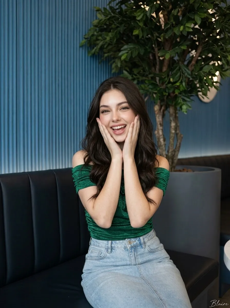 Winking Café Portrait with Emerald Top output 5
