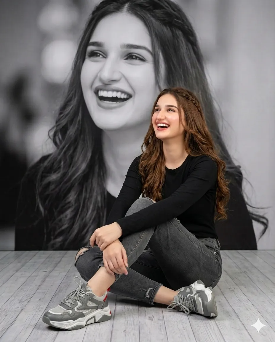 Color-Splash Studio Portrait with Monochrome Backdrop