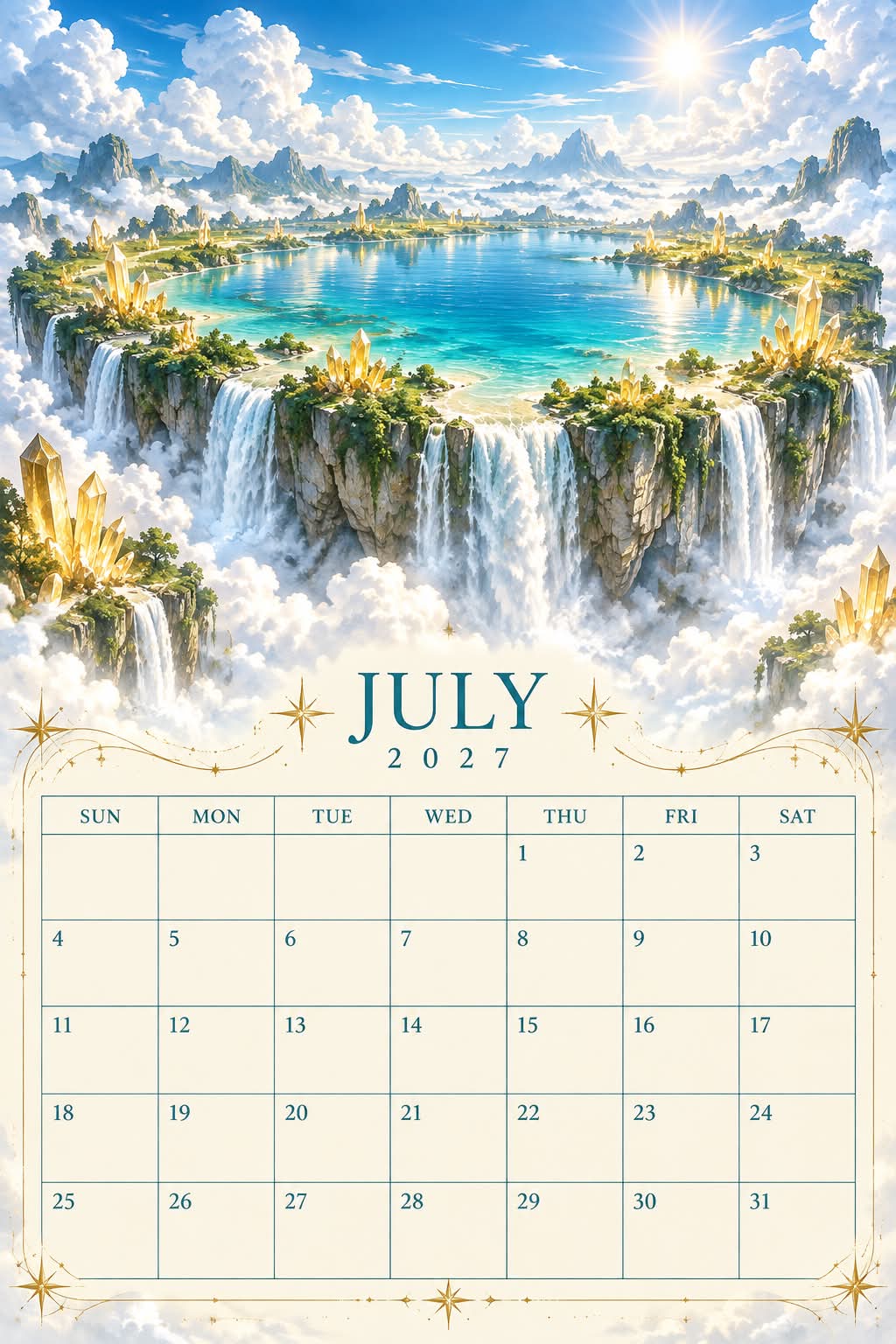 Floating Crystal Islands Fantasy Calendar Page output 3