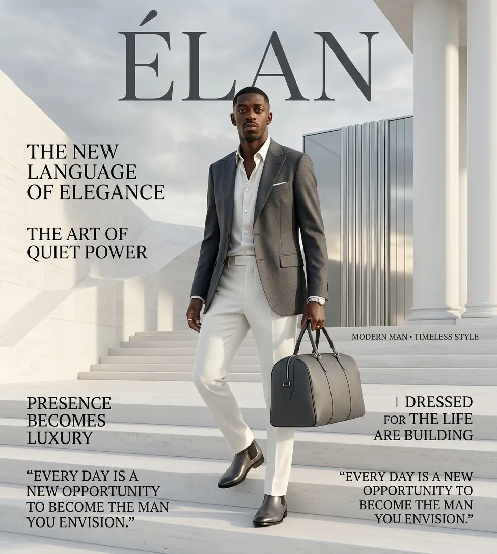 Pearl-White Luxury Men’s Fashion Magazine Cover output 1