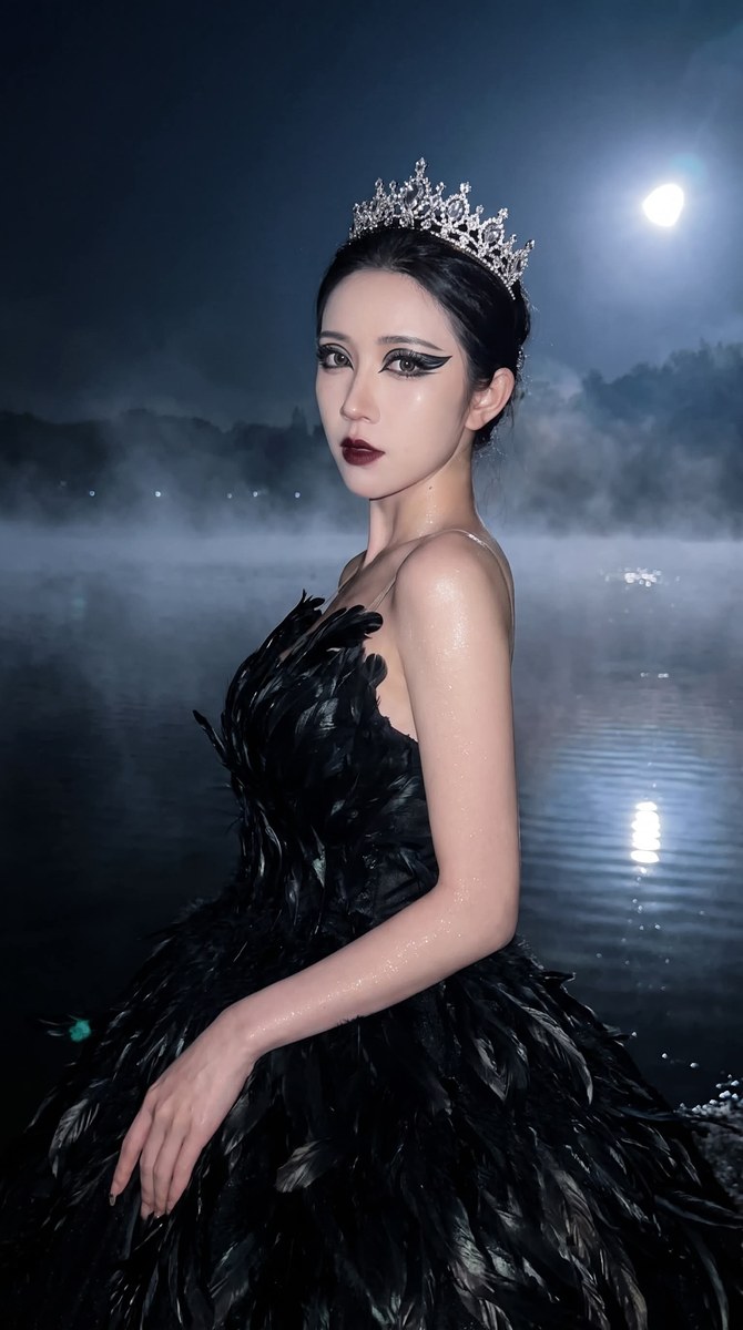Enchanted Black Swan Fashion Portrait output 1