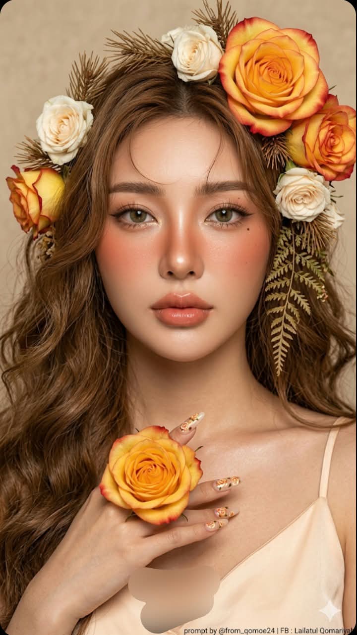 Photorealistic Floral-Headpiece Portrait