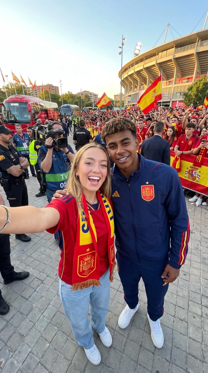 Candid Spain Fan Selfie with Lamine Yamal output 3