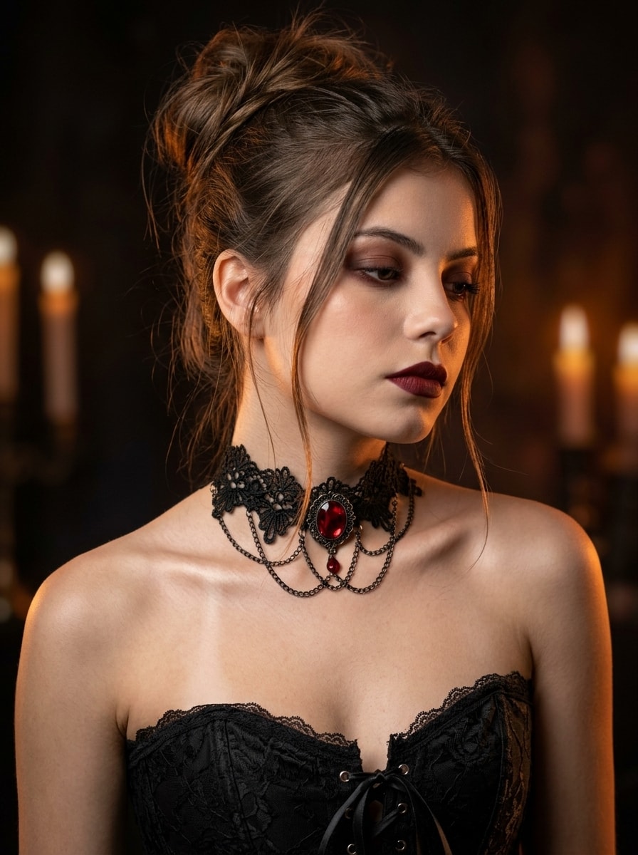 Gothic Ruby Choker Portrait output 1