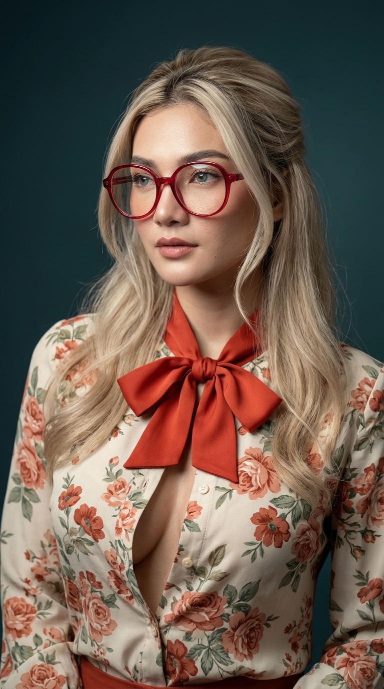 Vintage Luxury Fashion Portrait with Red Glasses output 2