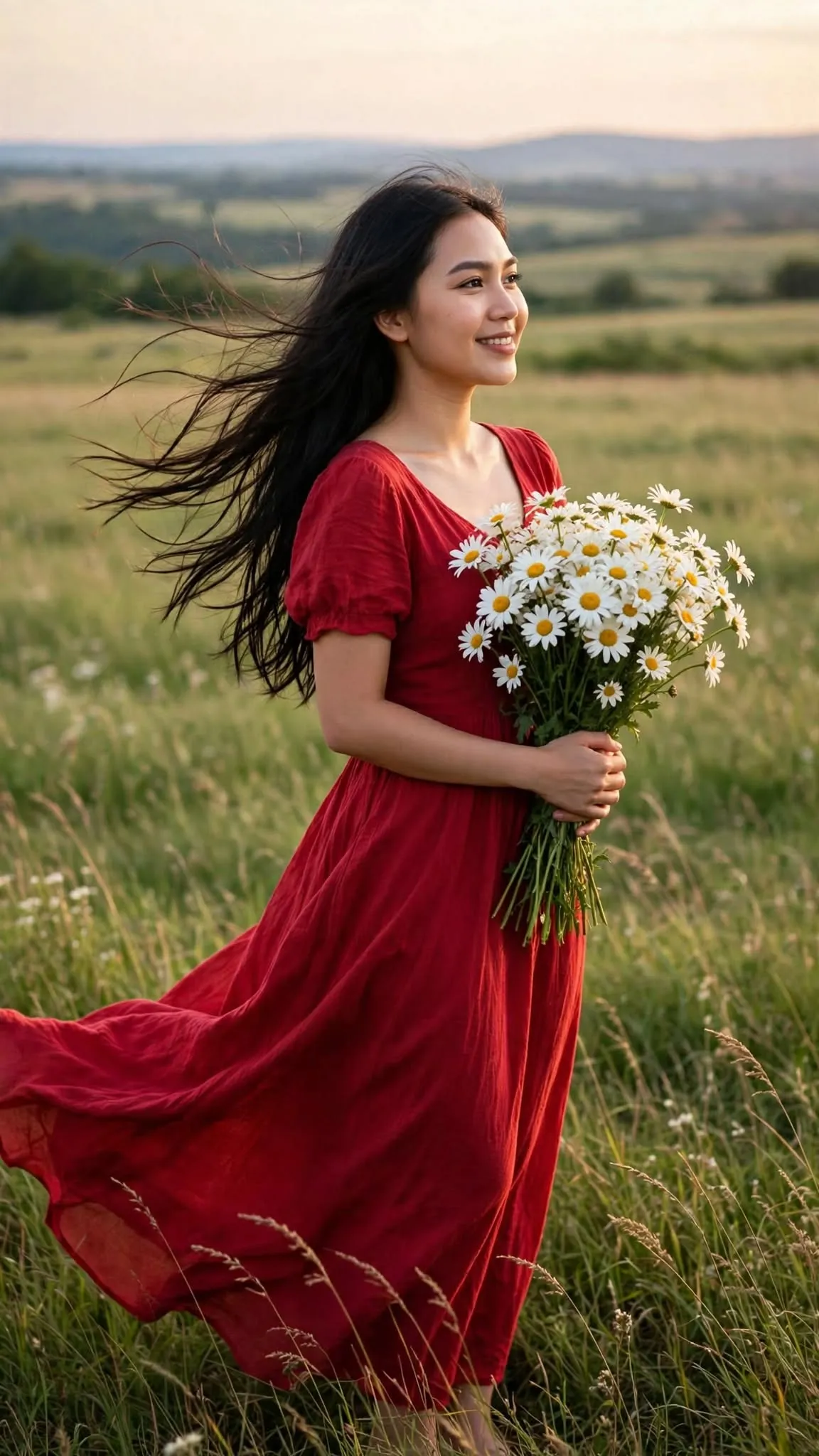Golden-Hour Daisy Field Portrait output 2