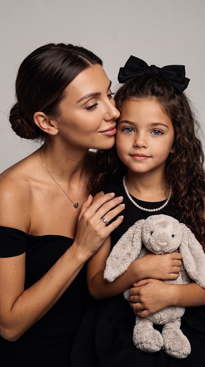 Tender Studio Portrait of a Mother and Daughter