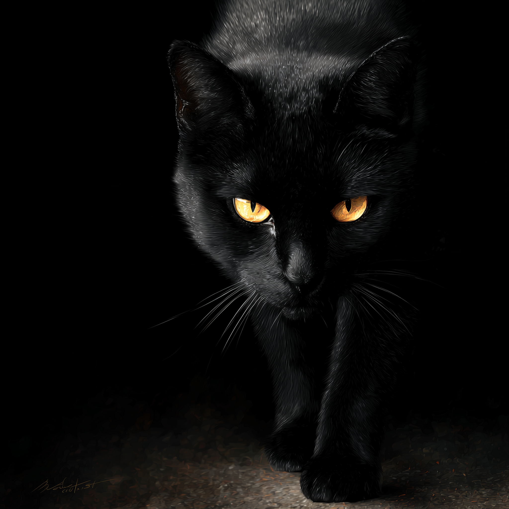 Create a Chiaroscuro Black Cat Character Concept