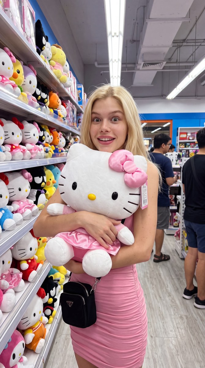 Candid Hello Kitty Plush Store Portrait