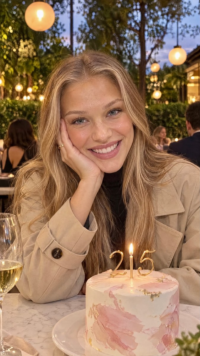 Candid Birthday Portrait on a Restaurant Terrace