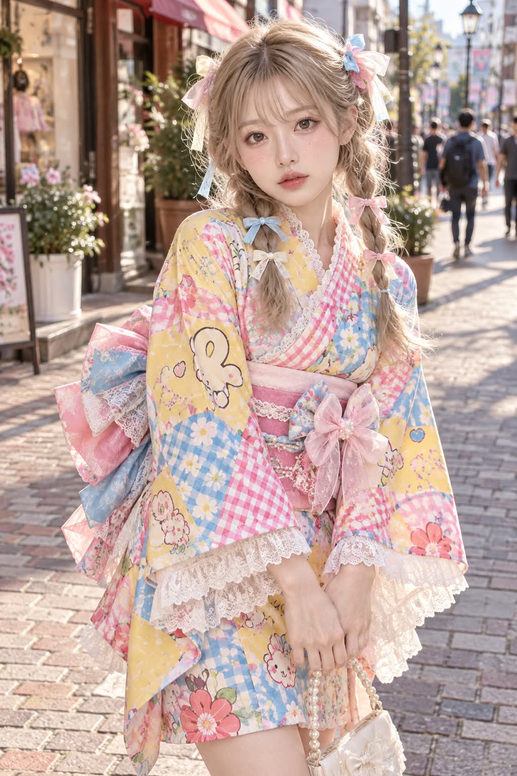 Cheerful Kimono Street Portrait