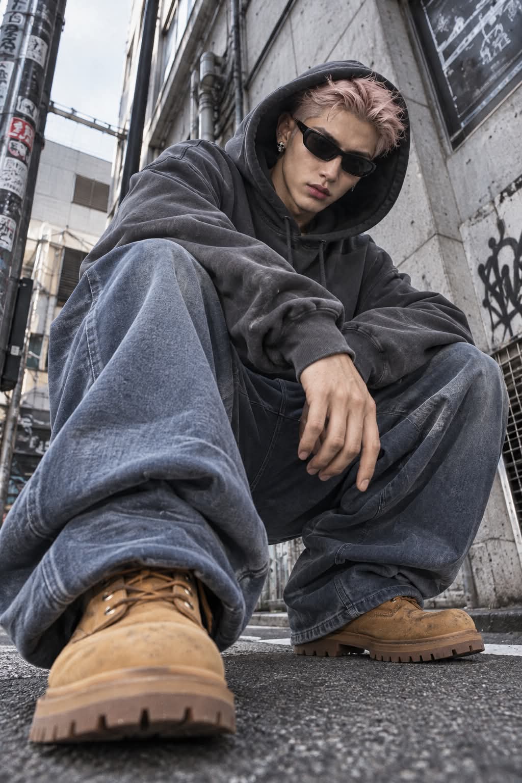 Low-Angle Tokyo Streetwear Portrait output 1