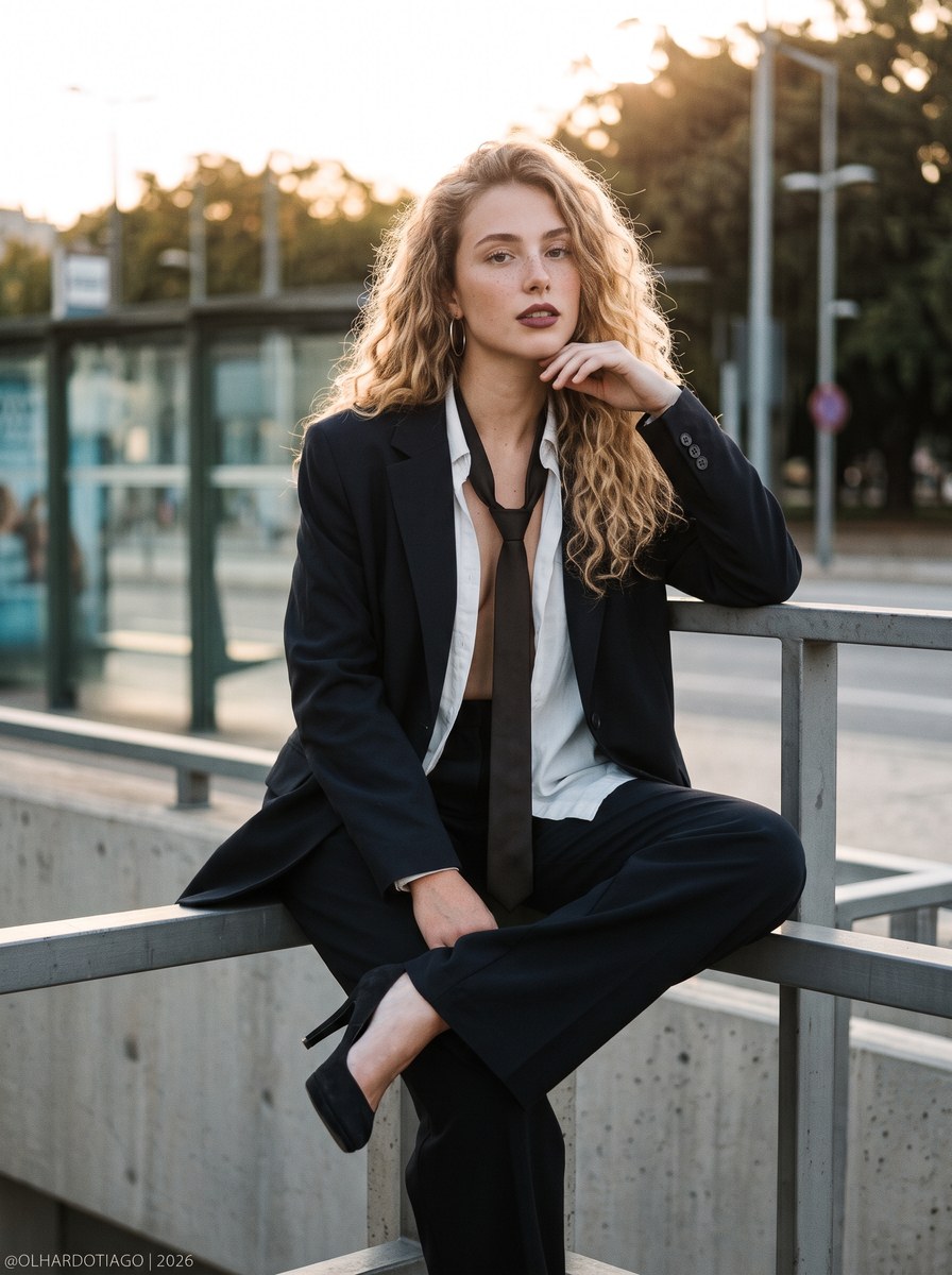 Color Urban Tailoring Portrait with 35mm Film Texture