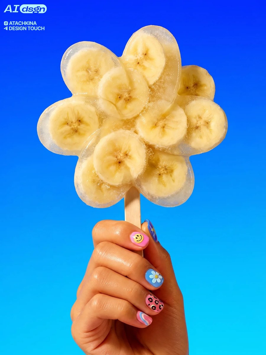 Banana Popsicle on an Electric Blue Background output 2