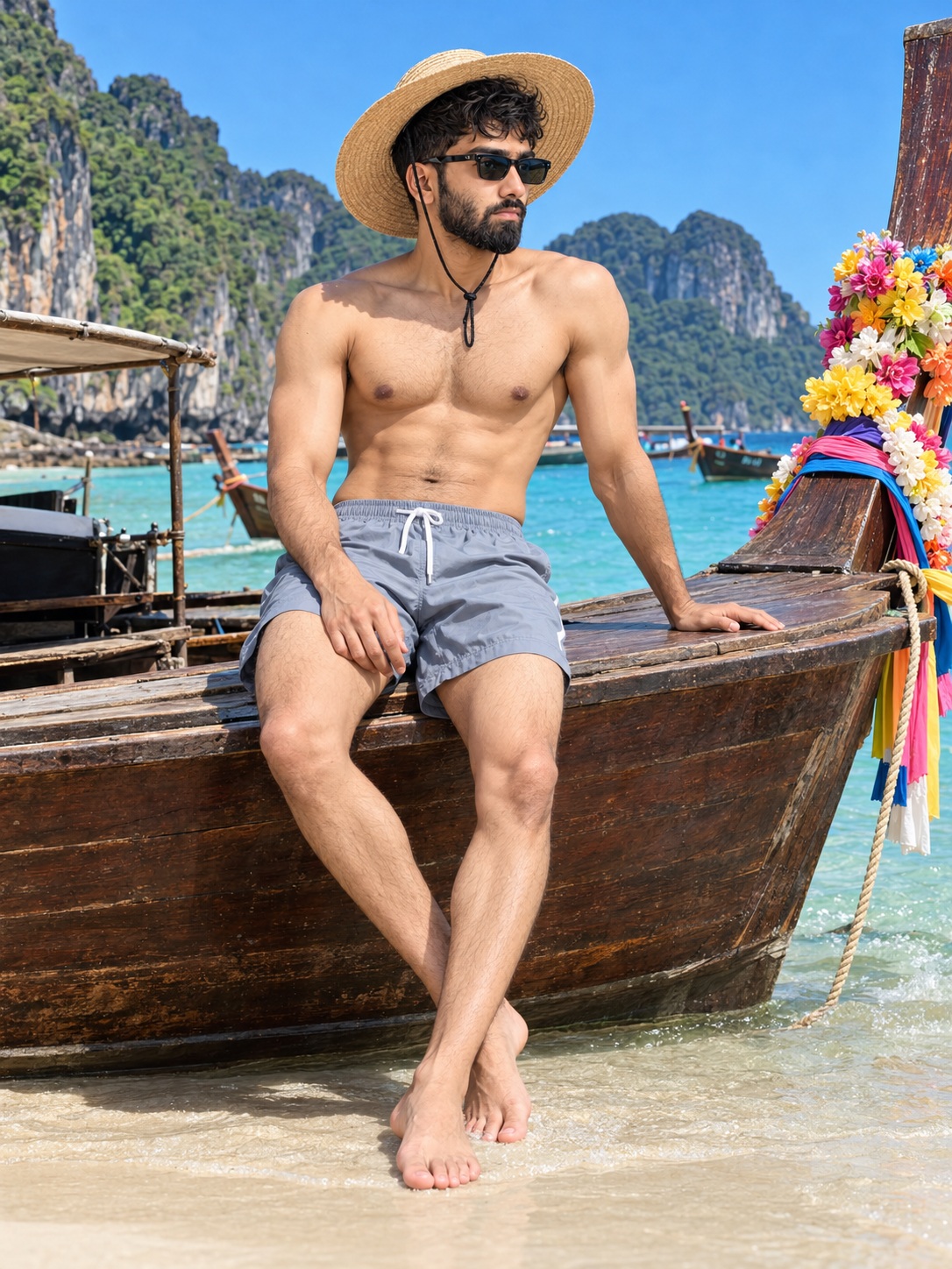 Tropical Long-Tail Boat Portrait