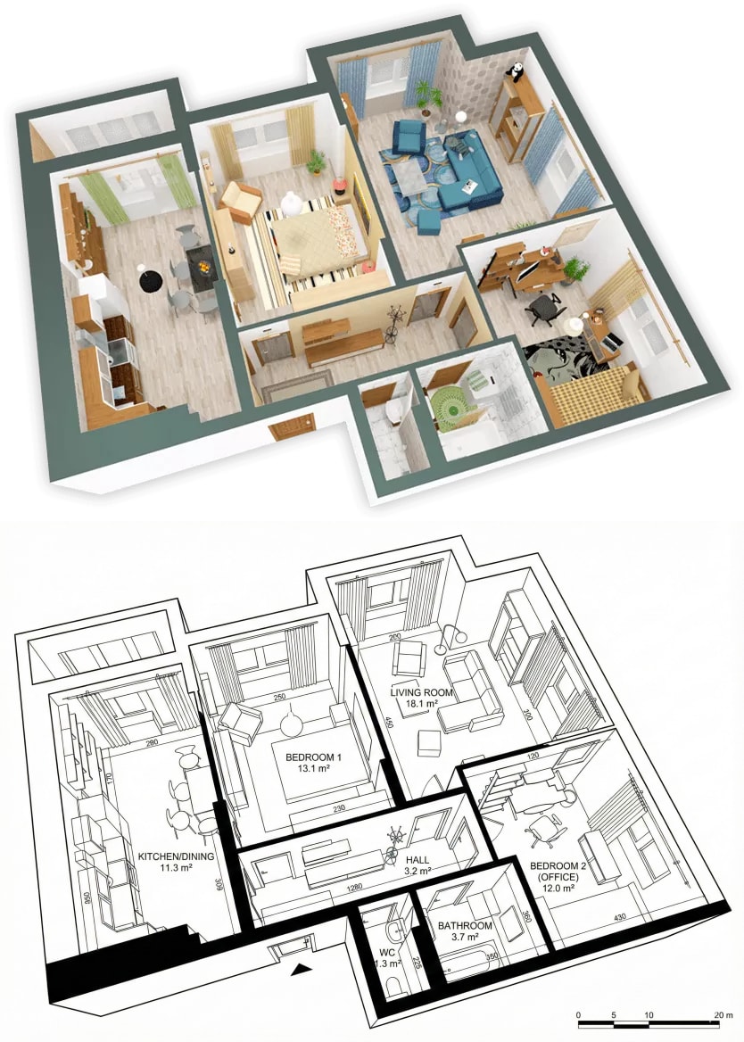 3D to 2D Floor Plan Converter
