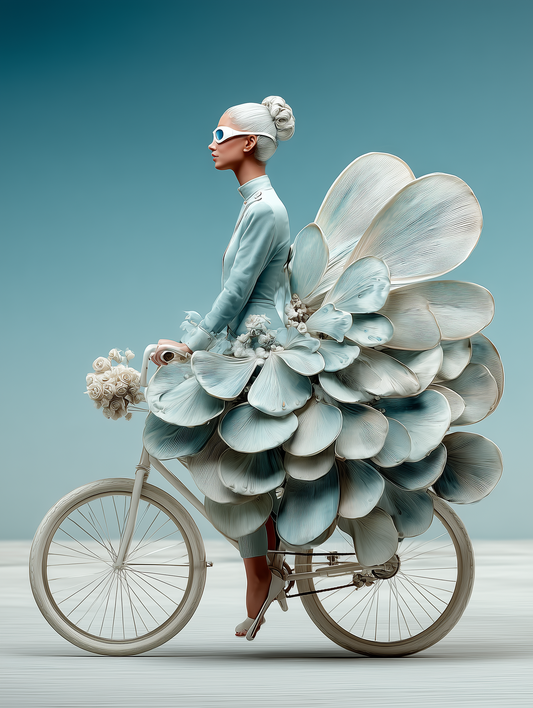 Woman on a Bicycle in a Portrait-Oriented Image