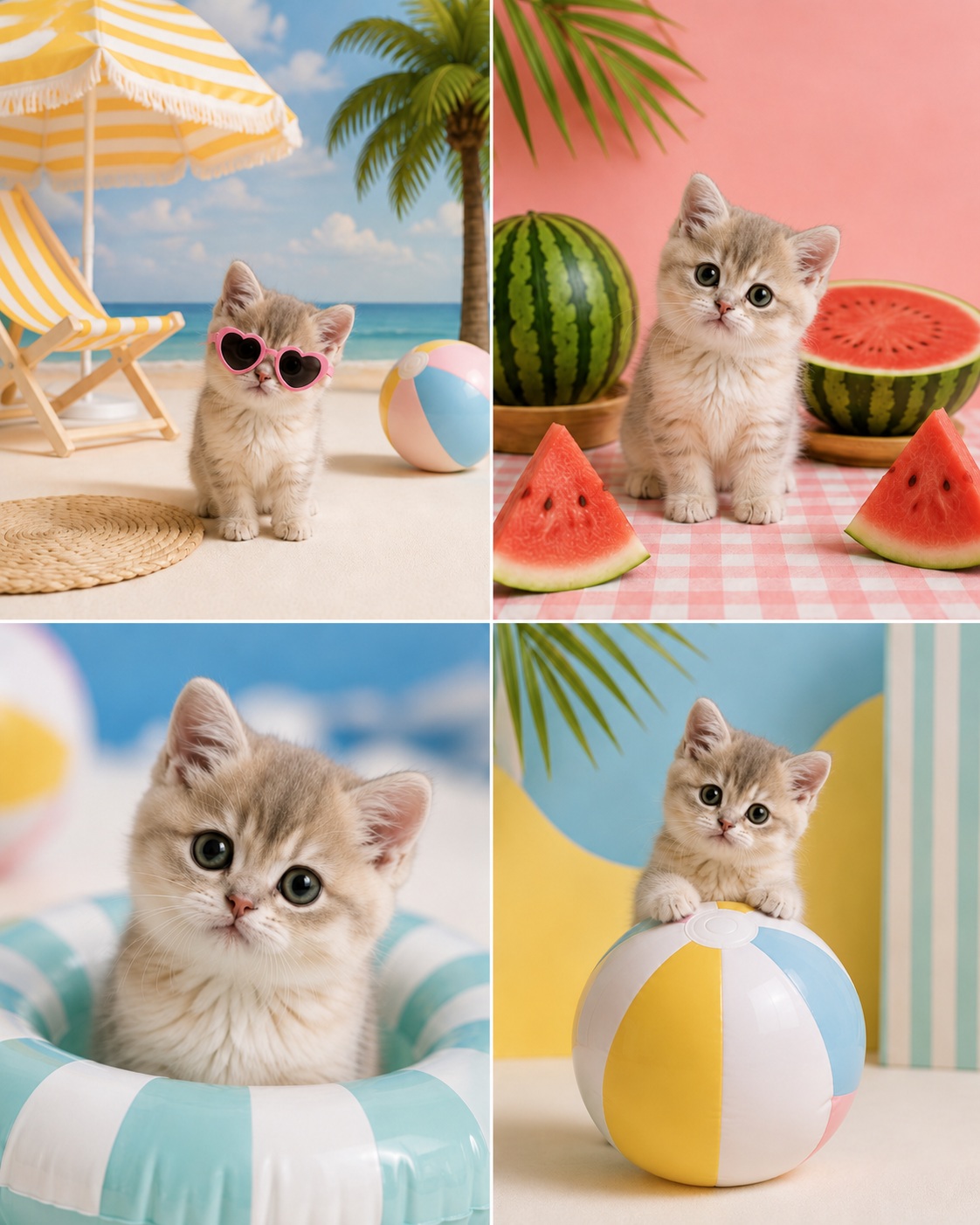 Premium Summer Pet Editorial Four-Panel Collage output 3