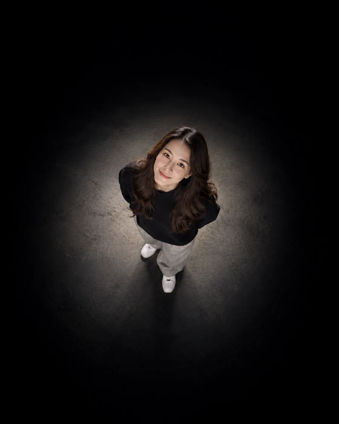 Fisheye Top-Down Fashion Editorial Portrait