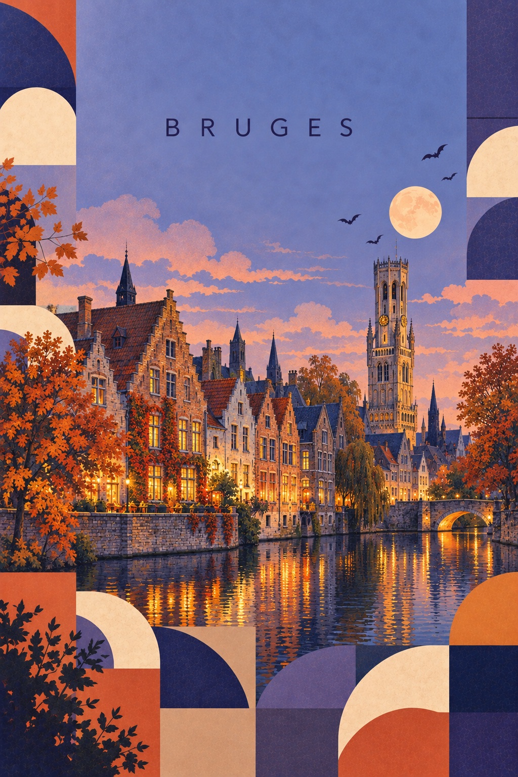 Halloween Geometric Travel Art Poster output 5