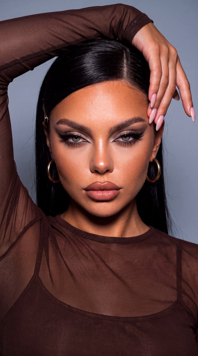 Luxury Editorial Beauty Portrait with Bronze Glam Makeup