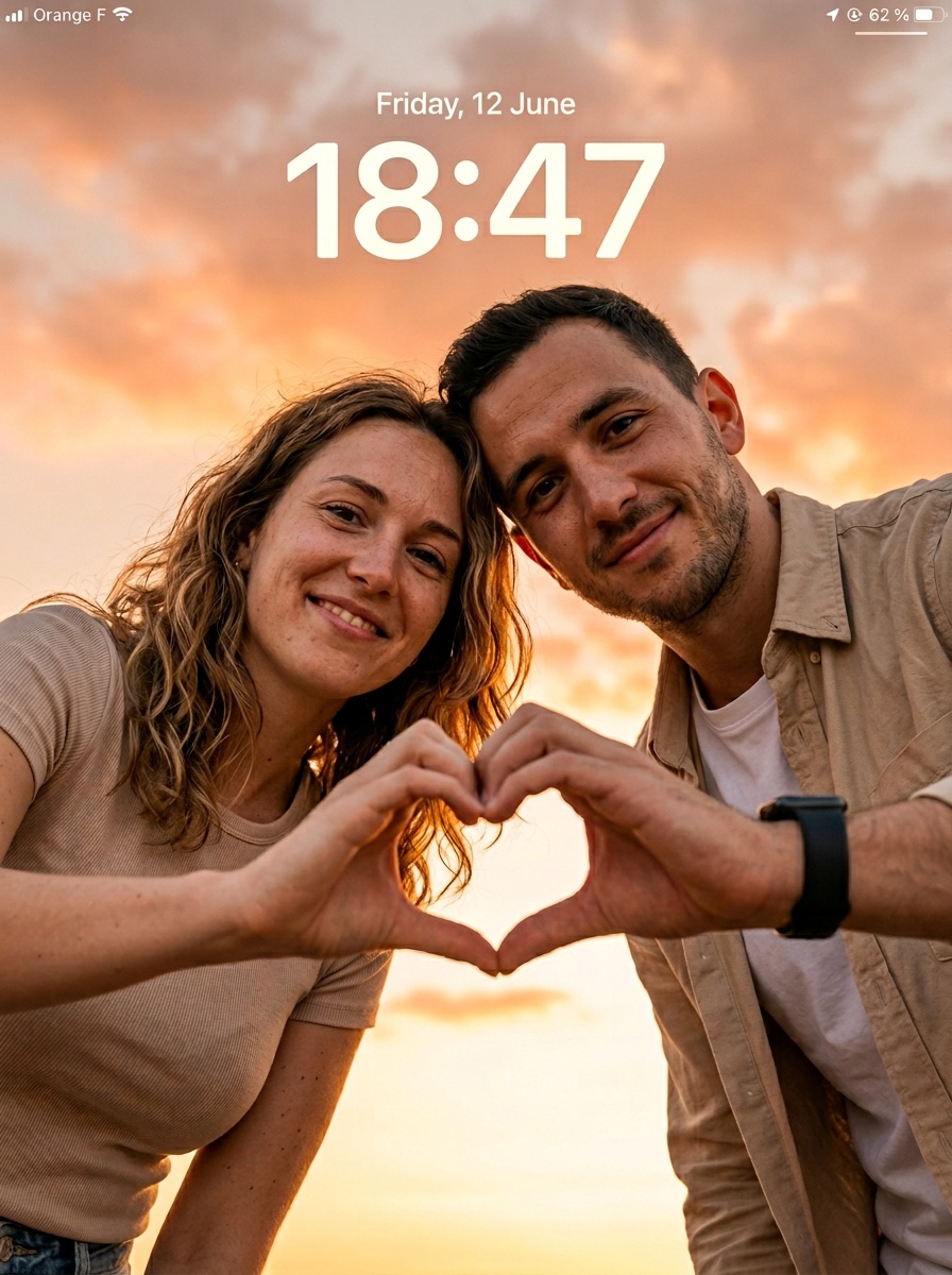 Realistic Couple Sky Selfie Lockscreen Wallpaper output 3