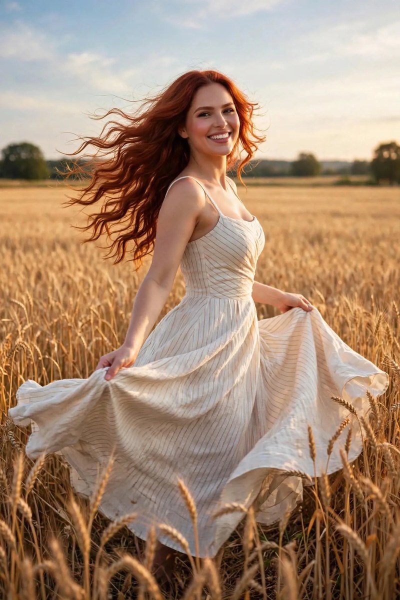 Woman Dancing in a Golden Wheat Field output 2