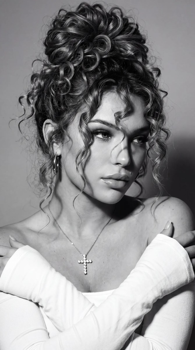 Black-and-White Close-Up Fashion Portrait output 2