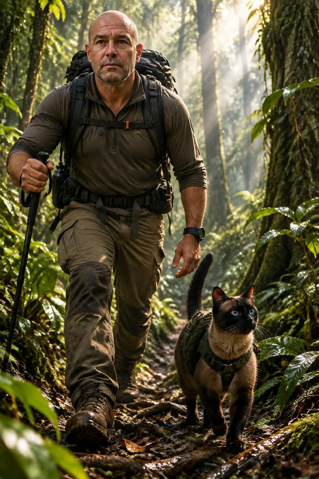 Man and Cat on a Forest Adventure output 1