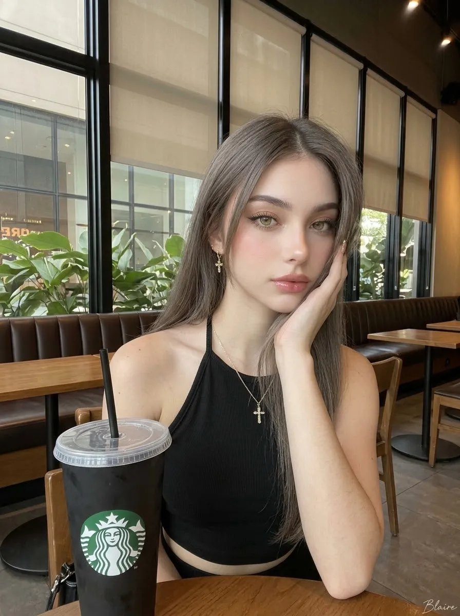 Identity-Preserving Café Selfie with a Starbucks Cup output 4