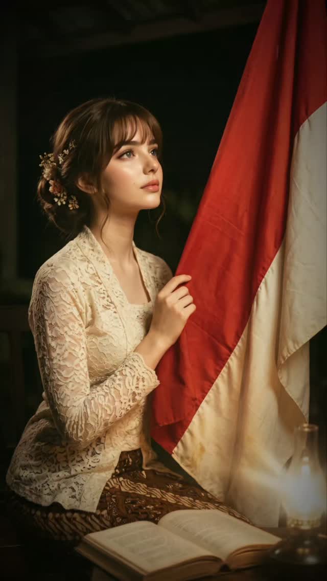 Vintage Indonesian Flag Portrait