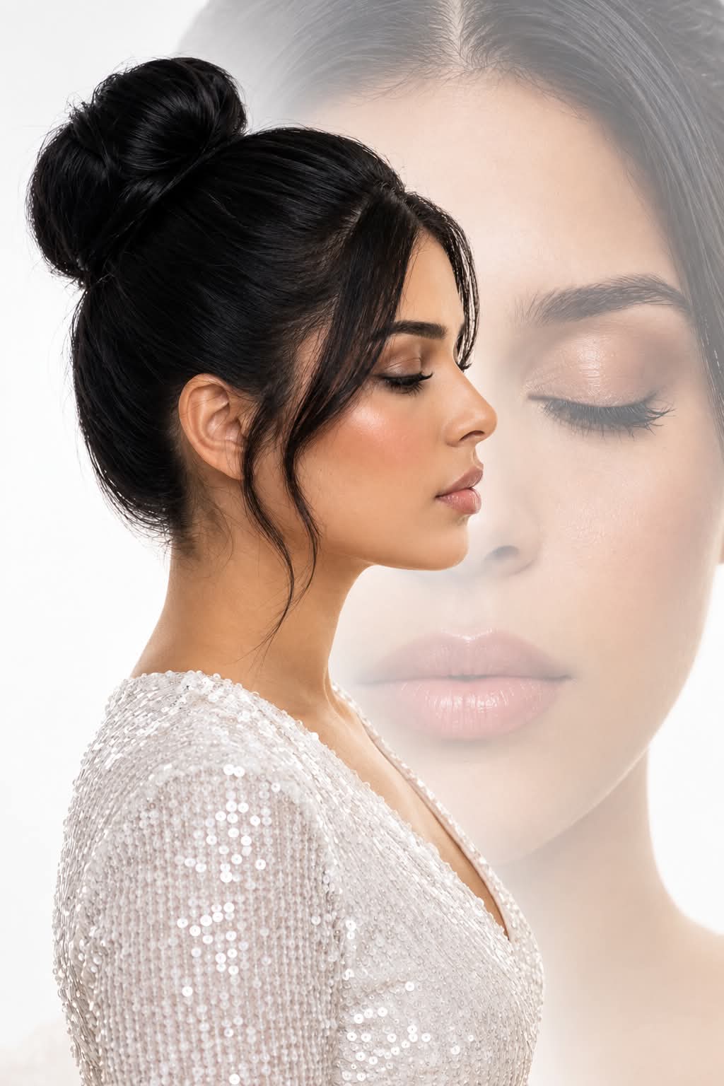 Double-Exposure Beauty Portrait in White and Gold output 2