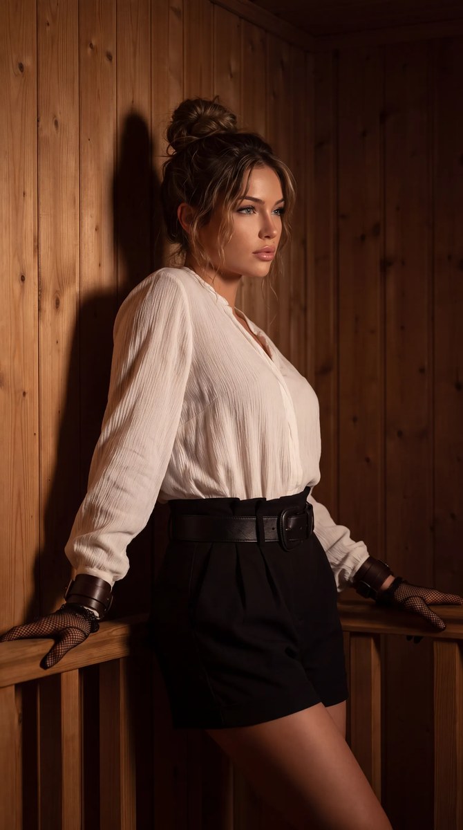 Dramatic Portrait in a Wooden Interior output 1