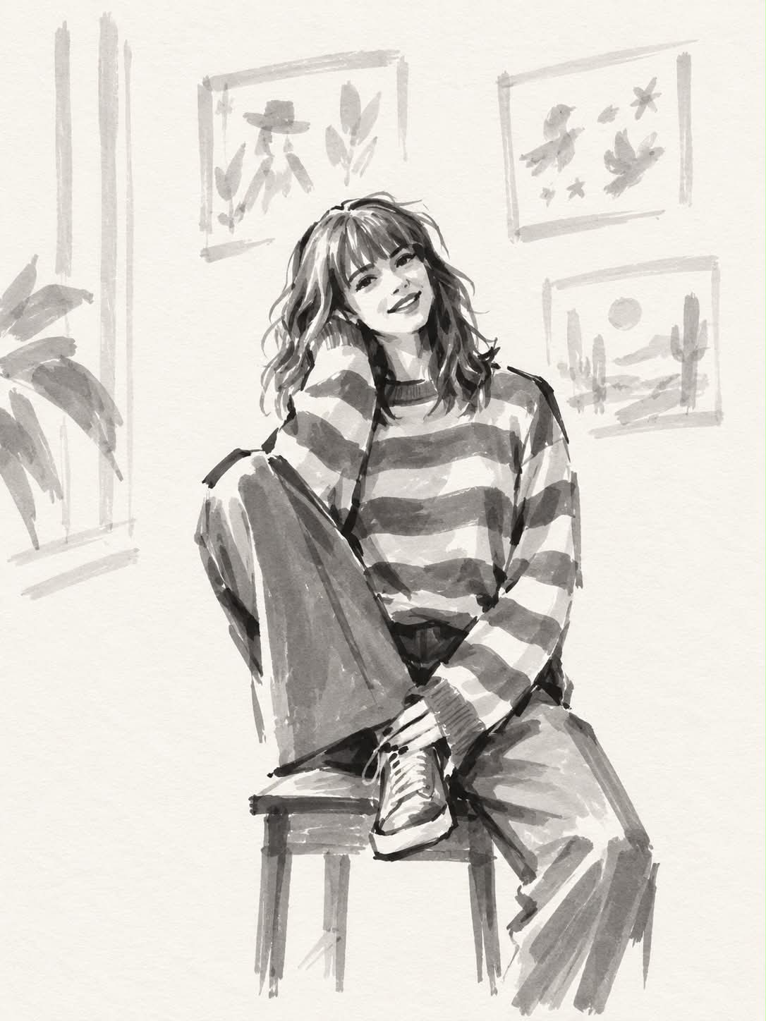 Minimal Hand-Drawn Marker Fashion Sketch output 3