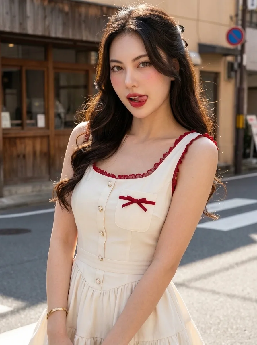 Sunlit Street Fashion Portrait in an Ivory Mini Dress output 4