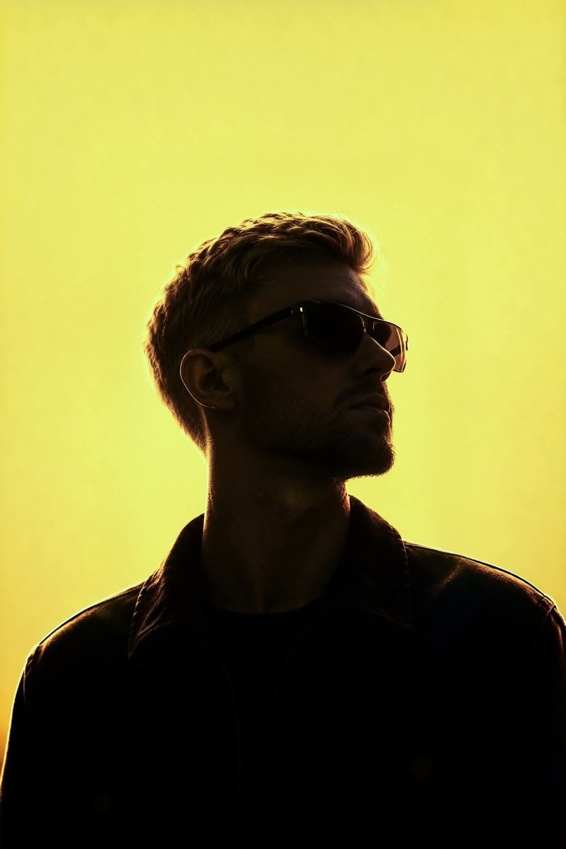 Golden-Yellow Silhouette Portrait of a Man