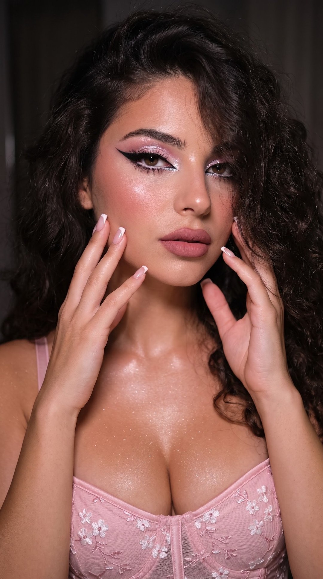 Shimmering Pink Makeup Studio Portrait