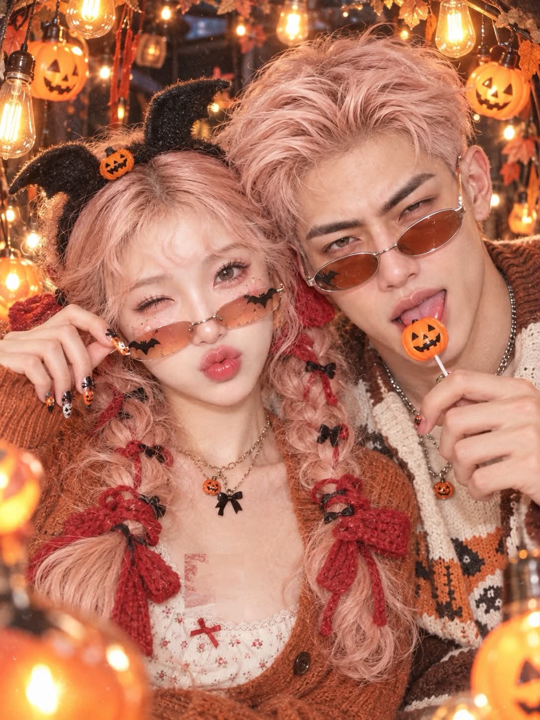 Playful Y2K Halloween Couple Portrait output 2