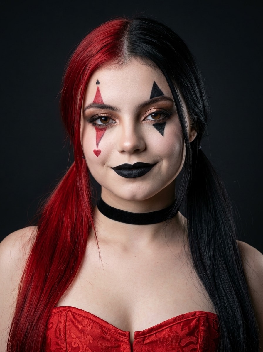 Elegant Dark Harlequin Portrait output 1