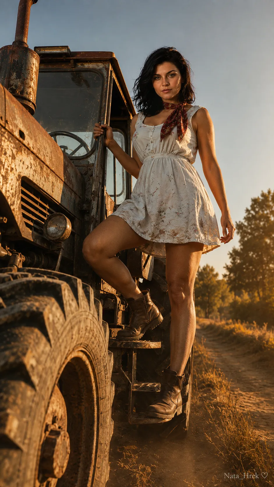 Ukrainian Countryside Tractor Editorial Portrait