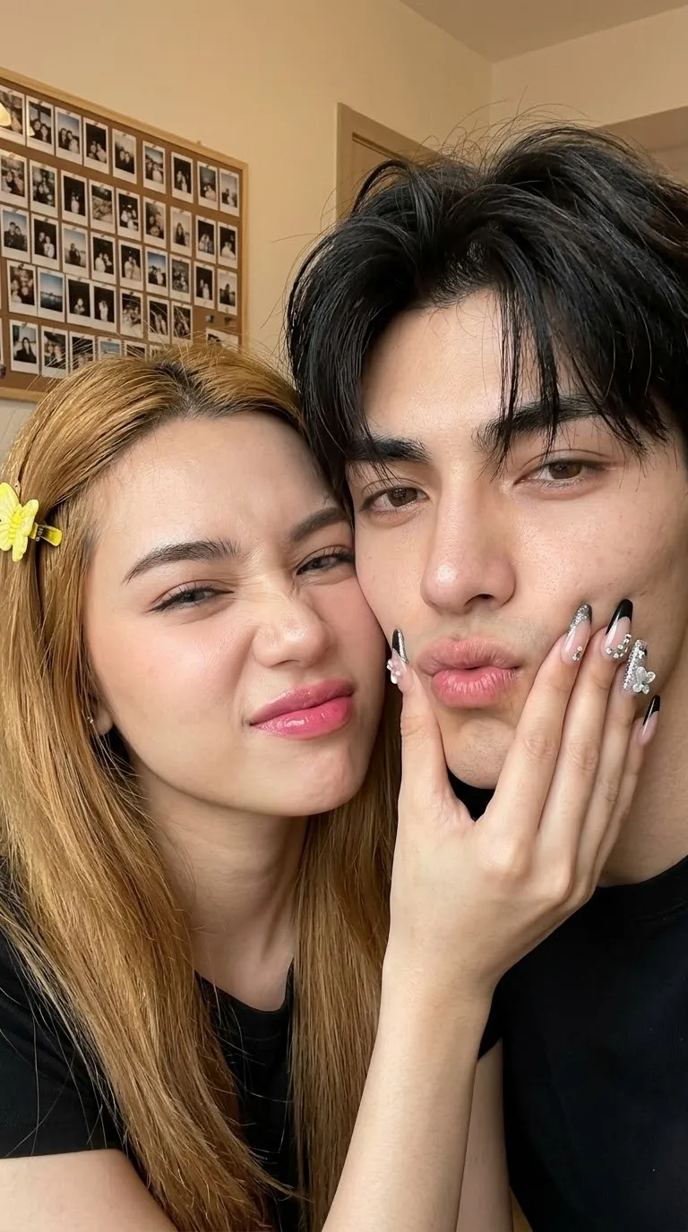 Playful Couple Close-Up Selfie output 1