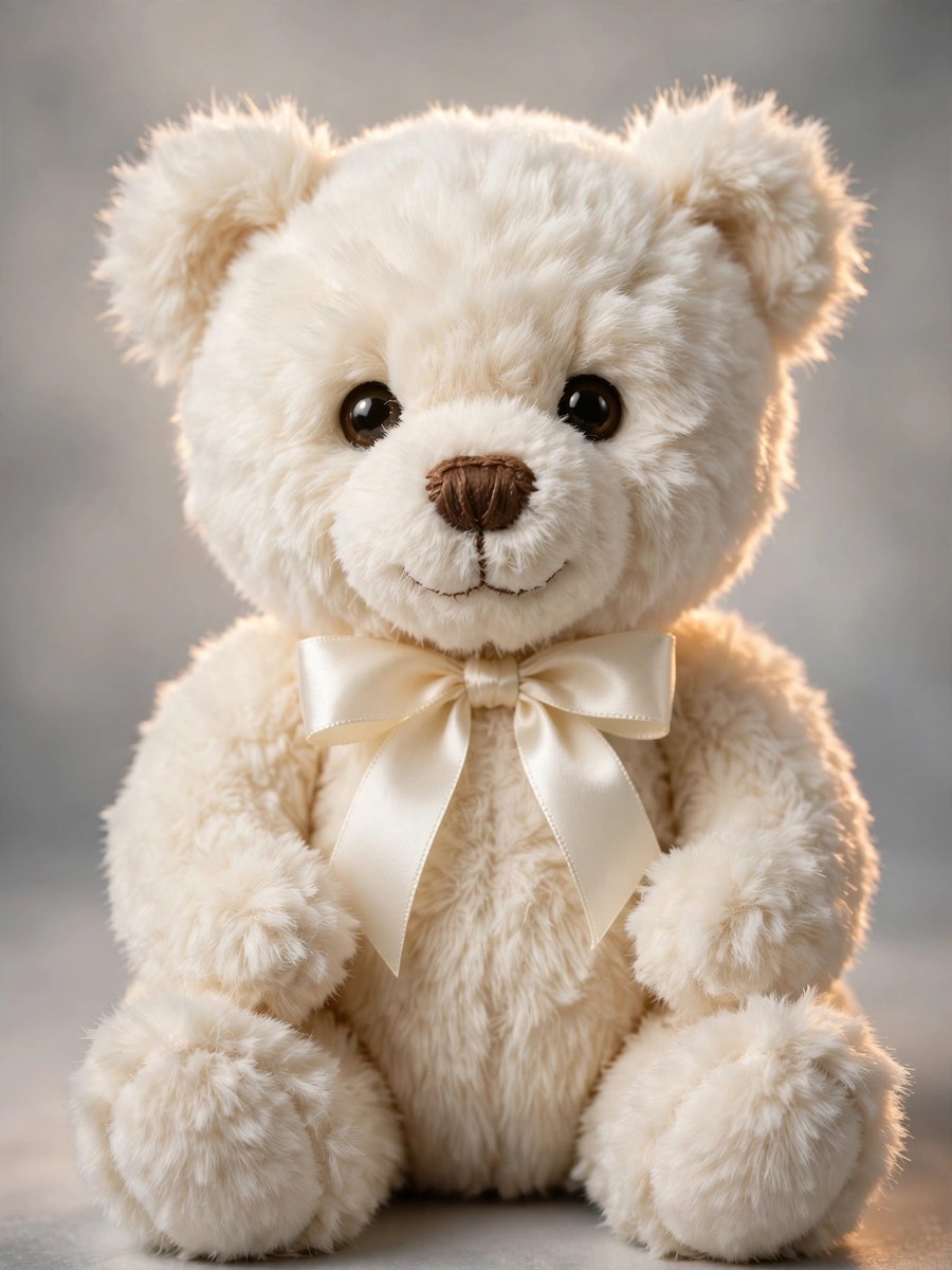 Photorealistic Cream Teddy Bear Studio Portrait