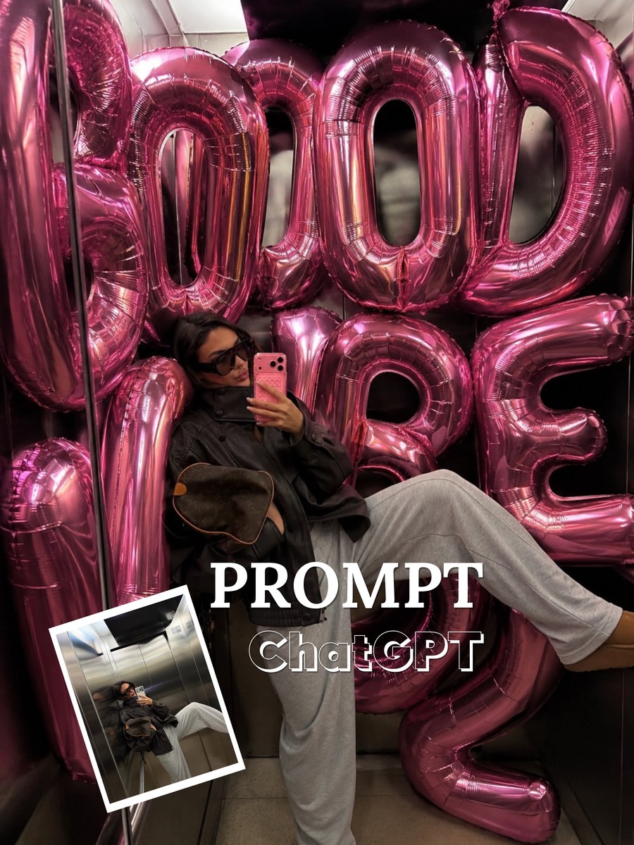 Luxury Mirror Selfie with Oversized Foil Balloons